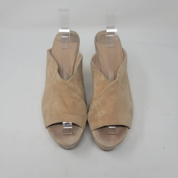 Diane Von Furstenberg Platform Wedge Slide Sandals Women's Size 9 M Tan Suede - Picture 3 of 8